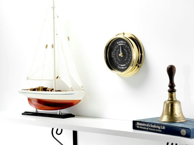 Rackhams Handmade Prestige Tide Clock in Solid Brass With a Jet Black Dial - image 1