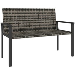 Rackhams Rattan Garden Bench Loveseat with Quick-Drying Padding, Mixed Grey - thumbnail 2
