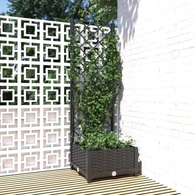 Rackhams Garden Planter with Trellis Black 40x40x121.5 cm PP