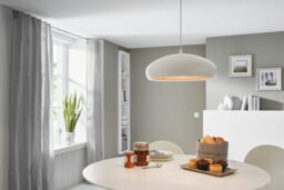 Rackhams Mogano 1 1-Light Vintage White And Copper Single Pendant Light - White, Copper - Steel - Pendant Light