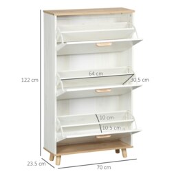 Rackhams 12 Pair Slim Shoe Cabinet w/ 3 Flip Drawers for Entryway, Cream - White - thumbnail 6