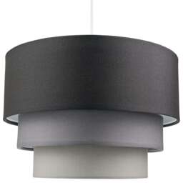 Rackhams Contemporary Round Triple Tier Soft Grey Cotton Fabric Pendant Light Shade - thumbnail 1