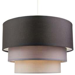 Rackhams Contemporary Round Triple Tier Soft Grey Cotton Fabric Pendant Light Shade - thumbnail 2