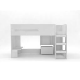 Rackhams Single Mid Sleeper with Desk, Bookcase & Toybox, White - Single - Single - thumbnail 2