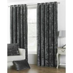 Rackhams Verona Velvet Style Eyelet Curtains - Pewter - 90 x 90in (229 x 229cm) - Pewter - 100% Polyester