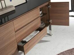 Rackhams Sideboard Walnut, Chrome-plated Steel and Black Glass Top 3060 - thumbnail 5
