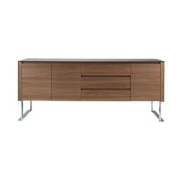 Rackhams Sideboard Walnut, Chrome-plated Steel and Black Glass Top 3060 - thumbnail 2