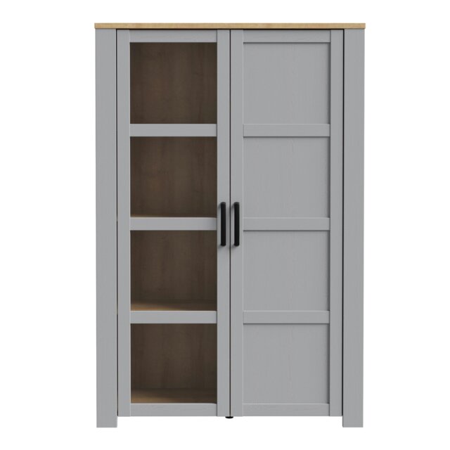 Rackhams Bohol Display Cabinet inc. 2x LED Lights in Riviera Oak/Grey Oak - Full Assembly Required - Riviera Oak & Grey Oak - Matt - image 1