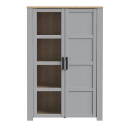 Rackhams Bohol Display Cabinet inc. 2x LED Lights in Riviera Oak/Grey Oak - Full Assembly Required - Riviera Oak & Grey Oak - Matt
