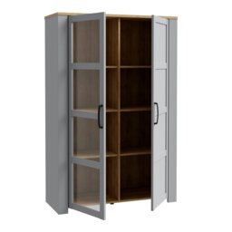 Rackhams Bohol Display Cabinet inc. 2x LED Lights in Riviera Oak/Grey Oak - Full Assembly Required - Riviera Oak & Grey Oak - Matt - thumbnail 2