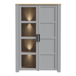 Rackhams Bohol Display Cabinet inc. 2x LED Lights in Riviera Oak/Grey Oak - Full Assembly Required - Riviera Oak & Grey Oak - Matt - thumbnail 5
