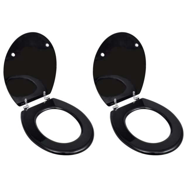 Rackhams Toilet Seats with Lids 2 pcs MDF Black
