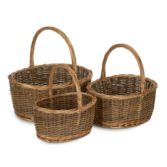 Rackhams Oval Unpeeled Willow Shopping Basket - Set of 3 - image 1