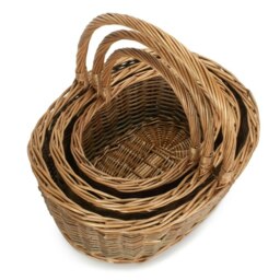 Rackhams Oval Unpeeled Willow Shopping Basket - Set of 3 - thumbnail 2
