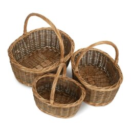 Rackhams Oval Unpeeled Willow Shopping Basket - Set of 3 - thumbnail 5