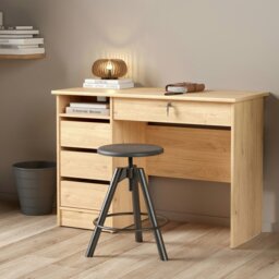 Rackhams Function Plus Desk (3+1) Handle Free Drawer in Jackson Hickory Oak - Jackson Hickory Oak - 48.5 - 75.6 - thumbnail 6