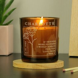 Rackhams Personalised January Birth Flower Amber Glass Candle