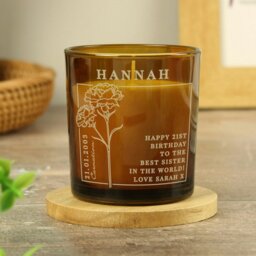 Rackhams Personalised January Birth Flower Amber Glass Candle - thumbnail 2