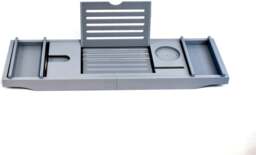 Rackhams Bamboo Bath Tray Extendable Bath Caddy Trays for Bathtub Accessories with Tablet Slots Candle Cup Holder Grey - Bamboo - 1 - Grey - thumbnail 5