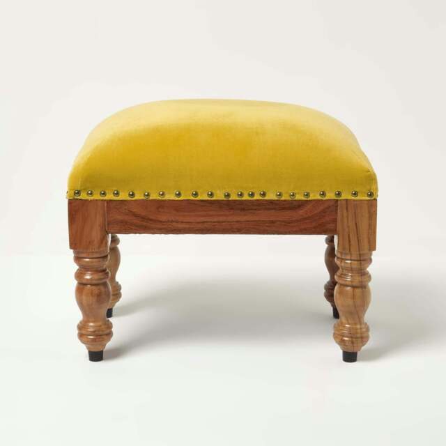 Rackhams Mable Velvet Square & Rectangular Footstool - Yellow - 50 x 30 cm - image 1