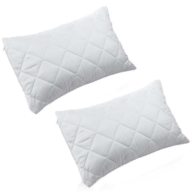 Rackhams Pair Of White Anti Allergy Pillow Protectors Quilted Pillowcase Pack Of 2 - image 1
