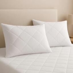 Rackhams Pair Of White Anti Allergy Pillow Protectors Quilted Pillowcase Pack Of 2 - thumbnail 2