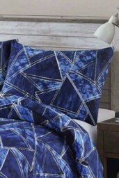 Rackhams Jaxon Navy Blue Geomectric Duvet Cover Set Fresh Modern Bedding - Blue - Super King - thumbnail 2