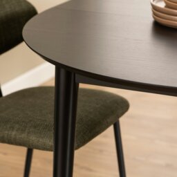 Rackhams Montreux Round Extending Dining Table in Black 115-154 cm Included 4 Cassandra Dining Chair with Armrest in Black - Black - No - Black - thumbnail 5