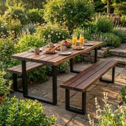 Rackhams Live Edge Outdoor Table - 200cm - Standard - 100cm - Oak - thumbnail 1