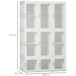 Rackhams Portable Wardrobe, Clothes Organiser with Hanging Rods, White - thumbnail 4