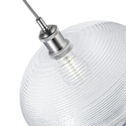 Rackhams Contemporary Clear Ribbed Spiral Glass Easy Fit Drum Shaped Pendant Light Shade - thumbnail 4
