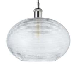 Rackhams Contemporary Clear Ribbed Spiral Glass Easy Fit Drum Shaped Pendant Light Shade