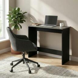 Rackhams Simplistic Study Table, French Oak Grey/Black Crafted for Practical Use and Stylish Living Spaces - thumbnail 5