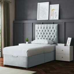 Rackhams Seraphine Divan Bed with Upholstered Headboard - Silver - Small Single