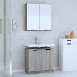 Rackhams 2 Piece Bathroom Cabinet Set Grey Sonoma Engineered Wood - thumbnail 1