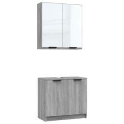 Rackhams 2 Piece Bathroom Cabinet Set Grey Sonoma Engineered Wood - thumbnail 2