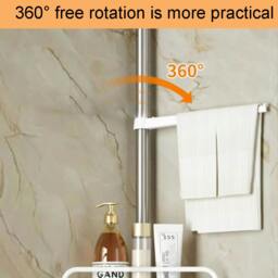 Rackhams 4-Tier Telescopic Bathroom Corner Shelf Wall Mount Shower Caddy Storage Organizer - White - 1 - Iron - thumbnail 5