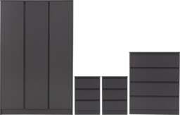 Rackhams Malvern 4 Piece Bedroom Set with 3 Door Triple Wardrobe - Grey - thumbnail 1