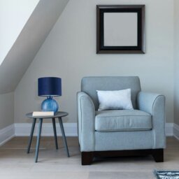Rackhams Contemporary Midnight Blue Ribbed Glass Table Lamp with Navy Blue Velvet Shade - thumbnail 5
