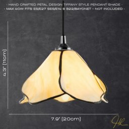 Rackhams Elegant Designer Pendant Lighting Shade with Amber Cream Glass Floral Petals - thumbnail 6