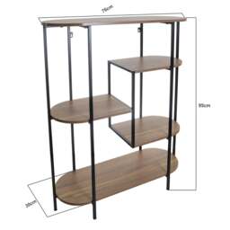 Rackhams Wood Metal Oval Shelving Unit Display Bookcase Storage Shelf Side Console Table - thumbnail 3