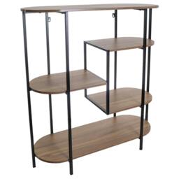 Rackhams Wood Metal Oval Shelving Unit Display Bookcase Storage Shelf Side Console Table