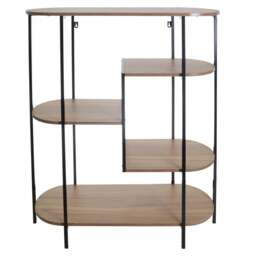 Rackhams Wood Metal Oval Shelving Unit Display Bookcase Storage Shelf Side Console Table - thumbnail 4