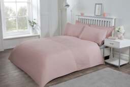 Rackhams Luxury Super Soft Stylish Lace Panel Duvet Cover with Pillowcases - Blush Pink - Double (200cm x 200cm)