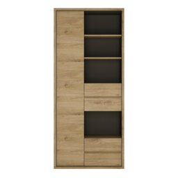 Rackhams Shetland Tall Wide 1 Door 4 Drawer Bookcase - Shetland Oak Finish - Wood - 1 - thumbnail 2