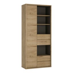 Rackhams Shetland Tall Wide 1 Door 4 Drawer Bookcase - Shetland Oak Finish - Wood - 1