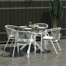 Rackhams CL Circi Dining Glass Table Black and White - White - thumbnail 3