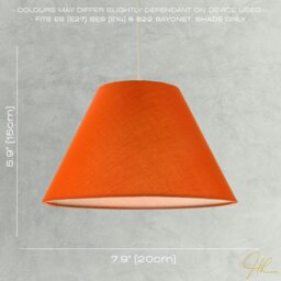Rackhams Traditional 8 Inch Vivid Orange Cotton Fabric Coolie Lamp Shade - thumbnail 6
