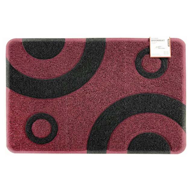 Rackhams Geo Circle Spaghetti Doormat 90x60cm - Purple with Black Circles - image 1