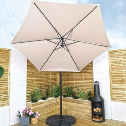 Rackhams 3m Cantilever Parasol in Beige with Crank Handle for Patio Garden - Outdoor Umbrella & Parasols - thumbnail 5